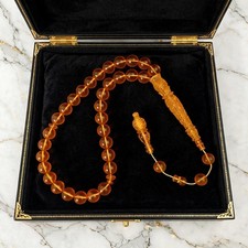 Vintage German Genuine Faturan Tasbih 33 Beads 96g 13mm Hand Carved Minaret picture