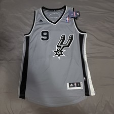 New Tony Parker Men's Size Medium Gray Rev 30 Spurs Adidas Swingman Jersey NWT picture