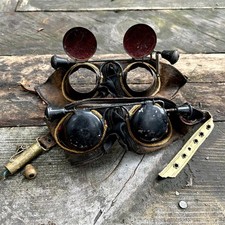 Antique 1890s - 1910s Lot of 2 Fraternal Hoodwink Goggles Masonic Odd Fellows picture