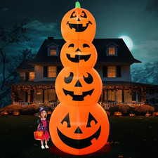12FT Giant Halloween Inflatable Stacked Pumpkin Decoration, Halloween Blows up P picture