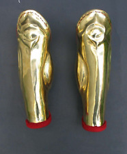 Christmas Greek Pair Of Leg greaves SCA Brass advanced Anatomical picture
