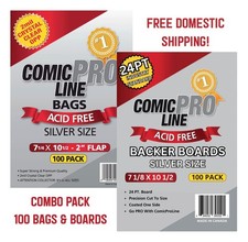 Comic ProLine Bags & Boards 100 Each (Silver Size) Top-Quality - picture