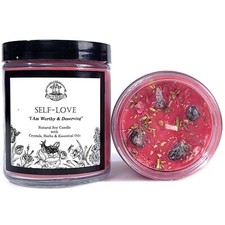 Self-Love Affirmation Soy Crystal Candle Healing Forgiveness Wiccan Pagan Yoga picture