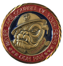 USMC Chesty Bulldog Marine Mascot Brass Challenge Coin First to Fight (SOI MCRD) picture