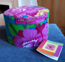 Lisa Corti Milano Floral Fabric Covered Round Box Jewellery Trinket  picture