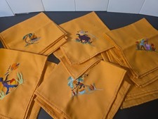 Vintage Embroidered Caribbean Folk Art Cocktail Napkins Set Of 12 picture