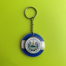 El Salvador Llavero #13 ESCUDO NACIONAL Wooden Handmade Key Chain DE MADERA picture