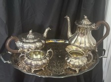 Vintage 1881 Rogers Canada 5 Piece Lid Tea Set w/ Marlboro Plate picture