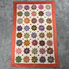 VTG Handmade Tufted Floral Quilt 80x52.5 3D Folk Art Colorful Heavy Throw - Read picture
