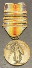 ORIGINAL WWI VICTORY MEDAL W/5 BARS CHAMPAGNE AISNE MIHIEL ARGONNE DEFENSE picture