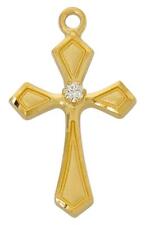 Gold Tone Sterling Silver Cross with Rhinestone Features 18in Long Chain picture