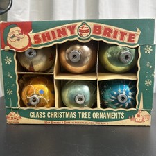6 VTG Shiny Brite Mica Glitter Glass Christmas Ornaments Large Max Eckardt picture