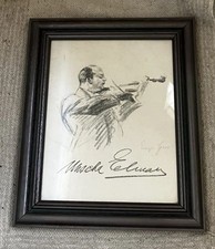 MISCHA ELMAN artist signed illustration sketch violinist original Art autograph  picture
