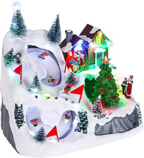 Christmas Village, Lighted Christmas Village House Set with Moving Skiing Figuri picture