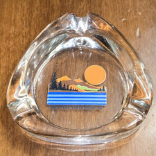 Vintage Ohiopyle State Park Ashtray Clear Glass Souvenir Fayette Pennsylvania picture