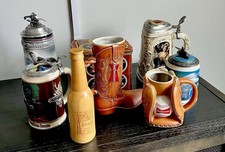 Qty 8 Pc Budweiser Vintage Beer Steins/ Bottle Peppermill/ Ltd Ed Tin Bundle picture