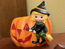 Vintage NAPCO Japan Halloween Witch Pumpkin Jack O Lantern Planter C-8859 picture