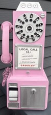 Prop Telephone Pink Rotary Dial Phone Vintage Classic Phone Wrought Metal MCM picture