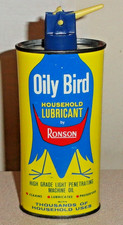 Rare Canada NOS Old Oval RONSON 4 Oz OILY BIRD Household Oil Can - Vintage Oiler picture