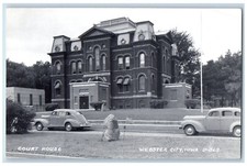 Webster City Iowa IA Postcard RPPC Photo Court House Building Cars Scene c1940's picture