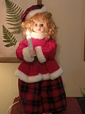 Vintage Telco Motionette Christmas Caroler Girl Working 24 Inch picture