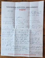 Vintage 1937 WINCHESTER Repeating Arms Guns Condolence Letter on Stationary VTG picture