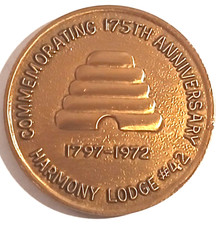 1972 Masonic Harmony Medallion Lodge No 42 AF & AM Waterbury Connecticut Bronze picture
