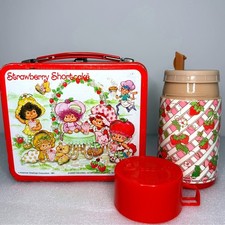 Vintage 1981 Strawberry Shortcake Metal Lunchbox with Thermos Aladdin Red 80s picture