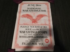 VINTAGE WWI WORLD WAR 1 NATIONAL WAR SAVINGS DAY WSS FIGHT FOR YOU EAGLE POSTER picture