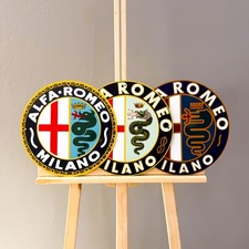 Alfa Romeo Milano Heavy Metal Sign Set of 3 Logo Garage Decor 30 cm (11.8