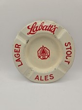 Vtg 1940's Porcelain Ashtray Labatts Beer Ale Advertising Sign Man Cave Lager picture