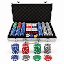 NEW 300pc Poker Chip Set – Aluminum Case Cards Dice Texas Hold'em picture