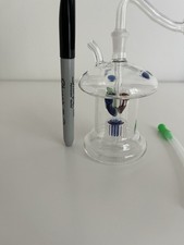Mini Glass Collectible Hookah Water Pipe with Colored Accents and Hose picture