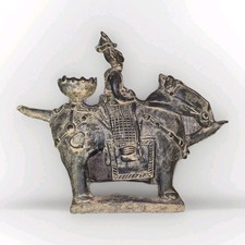 Korean Warrior Sculpture Knight Horse Clay Grey Silla Master picture