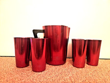 Regal Ware Aluminum Red Pitcher with Handle & 5 Tumblers Set picture