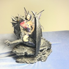 Gothic Fairy Riding Dragon Figurine Resin Fantasy Statue Collectible Rare picture