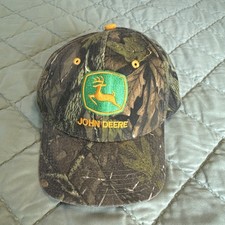 John Deere Camo Adjustable Strapback Baseball Cap w/ Logo Patch picture