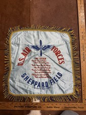Vintage WW2 US ARMY Silk Pillow Case US AIR FORCES SHEPPARD FIELD W/ Fringe #13 picture