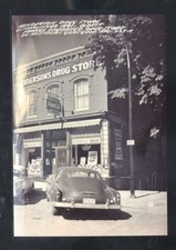 REAL PHOTO GLASGOW MISSOURI HENDERSON'S DRUG STORE OLD CARS POSTCARD COPY picture