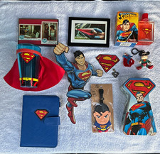 Superman Collectible Lot EDT Wallet Patches Keychains Luggage Tag Glass figure picture