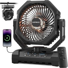 Ventilador camping con luz y mando, 4 velocidades, batería 24000mAh portátil picture