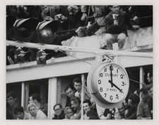 11X8.5 1966 LE MANS D-DAY RACE START CLOCK B&W VINTAGE PHOTO REPRO picture