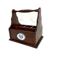 Vintage Pfaltzgraff Tiled Wooden Utensil Caddy picture