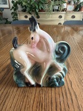 Vintage Brush McCoy Teal Green Planter Pink Antelope Deer Gazelle Pottery 1950s picture