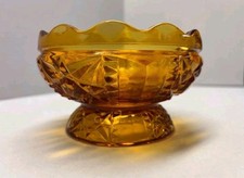 Indiana Glass Amber Stars And Bars Fairy Lamp* BOTTOM PIECE ONLY*READ * 3 CHIPS picture