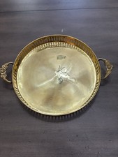 Vintage 9 Inch Diameter Brass Drink/Vanity Tray With Handles India picture