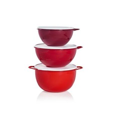 Tupperware Thatsa Medium Mega Bowl Set 19, 32 & 42 Cups Red Mixing Bowl NEW picture