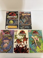 Jurassic Park Raptors Attack #1 2 3 1994 & Jurassic Park 1 & 4 Comic Lot  Topps picture