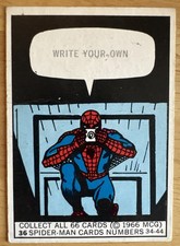 Spiderman 1966 Donruss Marvel Super Heroes Card #36 vg (1029) wrinkled picture