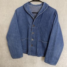 Vintage 1940s US Navy WWIIShawl Collar Denim jacket with stencil picture
